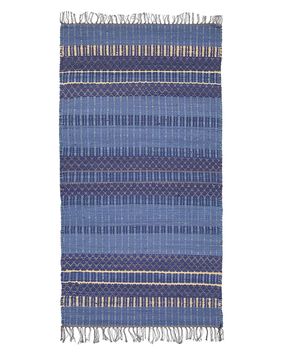 Birgitta recycled cotton rag rug blue – Finarte