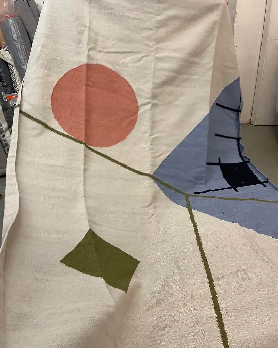 Preloved Zeniitti villamatto harmaa-sininen 200x300 - Image 3