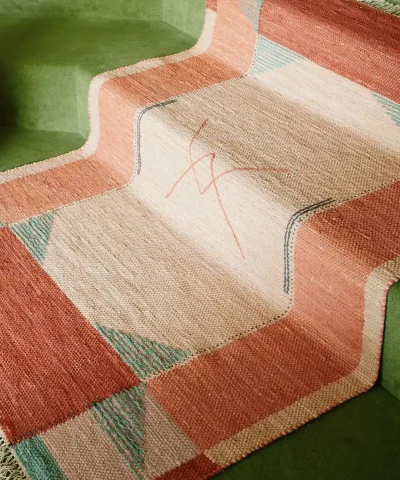 Alternative view of Apollo upcycled cotton rag rug terra