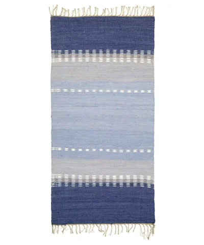 Ursula recycled cotton rag rug blue