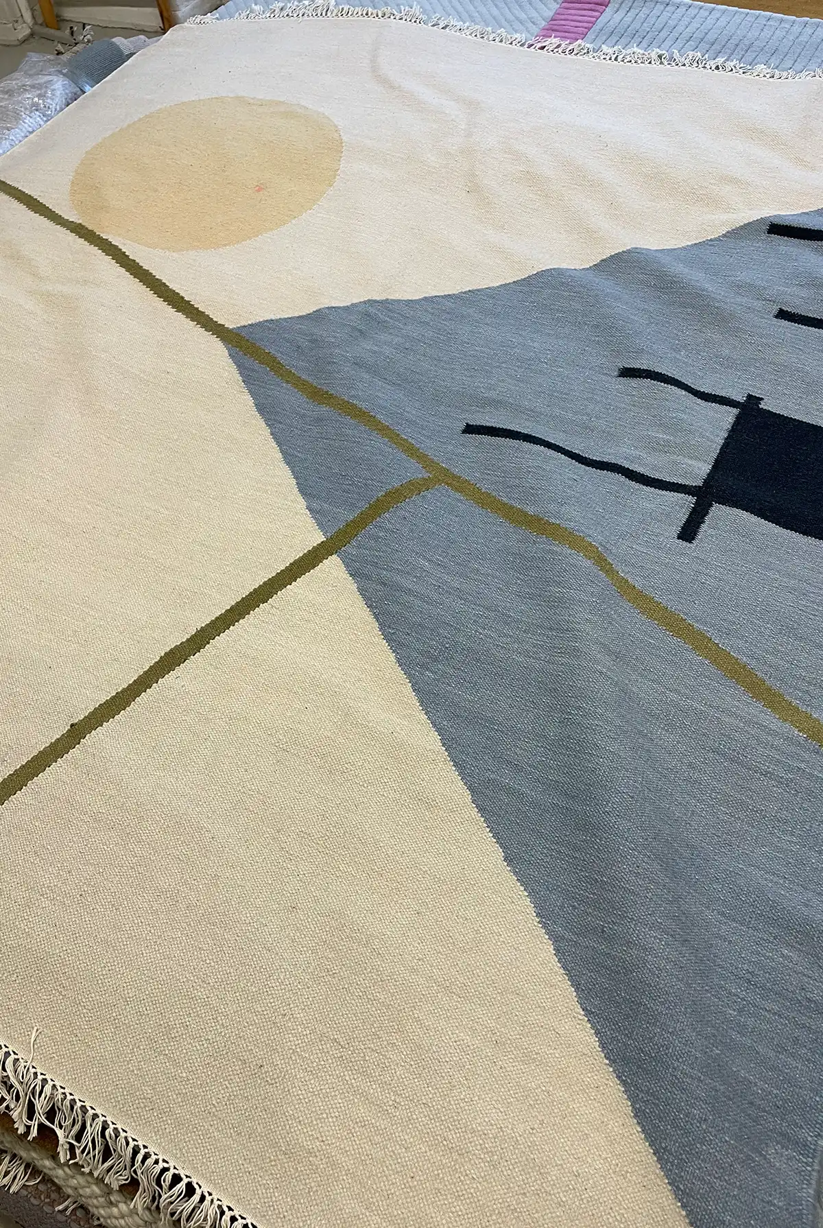 Preloved Zeniitti villamatto harmaa-sininen 200x200 - Image 3